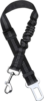 Perro Cinturón De Seguridad, Elástico Ruck Dämp Fung Y Fuerte Mosquetón, Ajustable Perros Correa Alta Seguridad Para Todas Las Razas Perros Y Gatos, Negro
