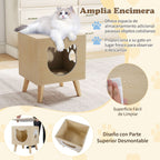Recinto Para Bandeja De Arena De Gatos Mueble Moderno Para Baño De Gatitos Con Tapa Desmontable Agujero Y Ventana Para Gatos Patas Natural