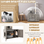 Casa Para Gatos Con Armario Para Almacenar Caja De Arena (No Inluido) Y Torre Rascadora Armario Con Escondite Y División 77,5 X 49 X 132 Cm