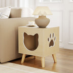 Recinto Para Bandeja De Arena De Gatos Mueble Moderno Para Baño De Gatitos Con Tapa Desmontable Agujero Y Ventana Para Gatos Patas Natural