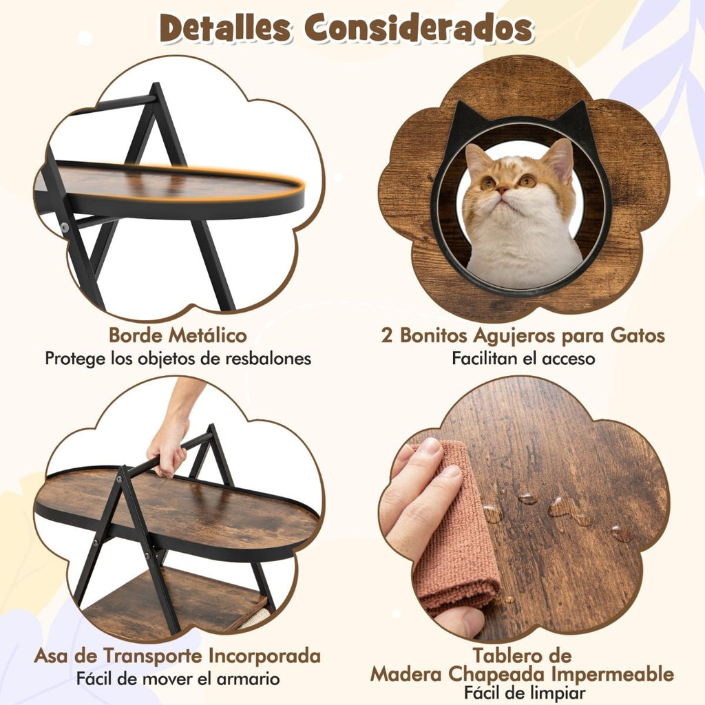 Gabinete Para Gatos Condominio Oculto Con Mesa Auxiliar Casa Para Gatos Con Estante De 2 Niveles Cueva En Forma De a Para Gatos Marrón