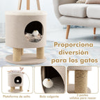 Casa Para Gatos Otomana Taburete Con Condominio Poste Rascador Y Bola De Felpa 40 X 40 X 47 Cm
