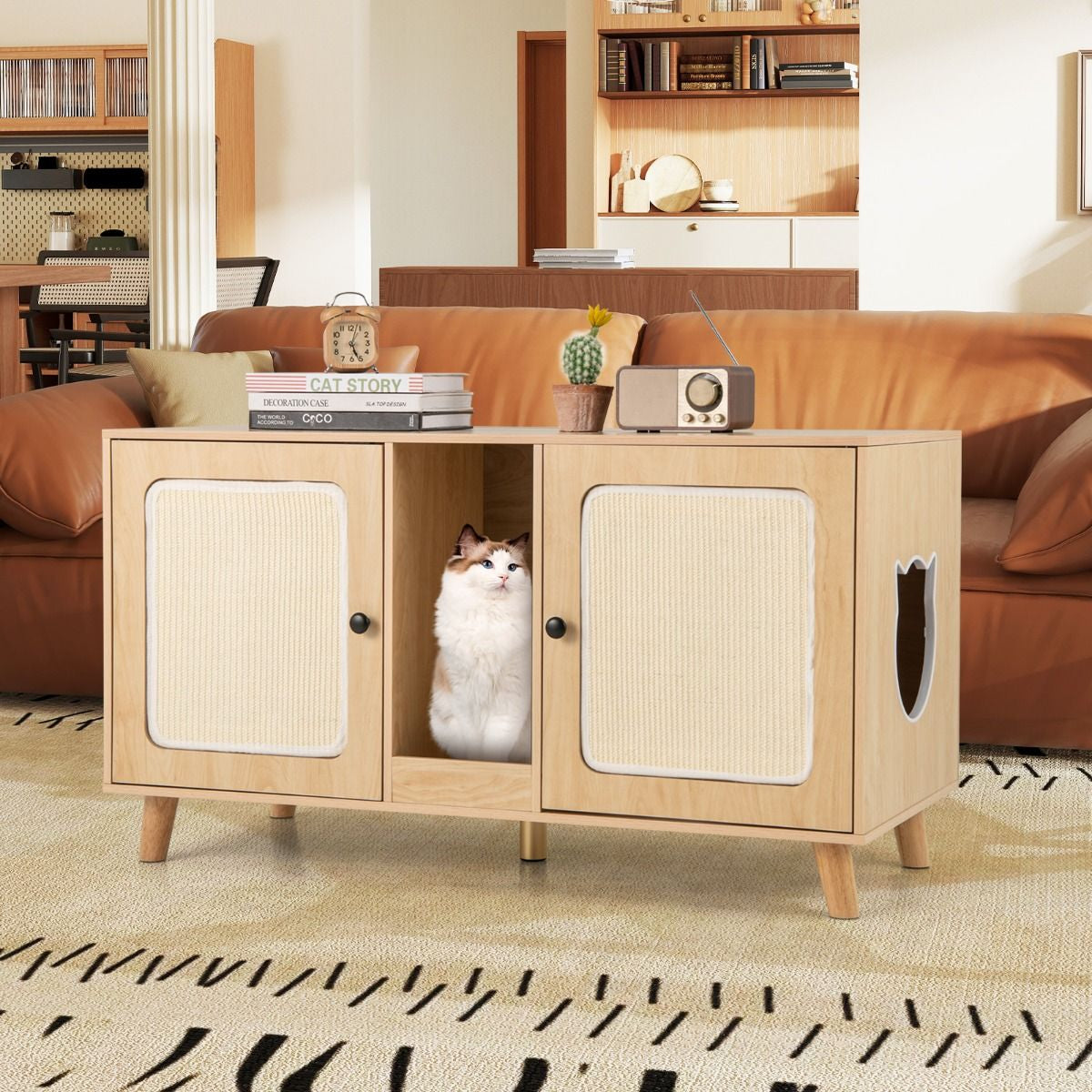 Gabinete Para Caja De Arena De Gatos Tabla De Rascar Casa De Gatos De Interior 108 X 50 X 60 Cm