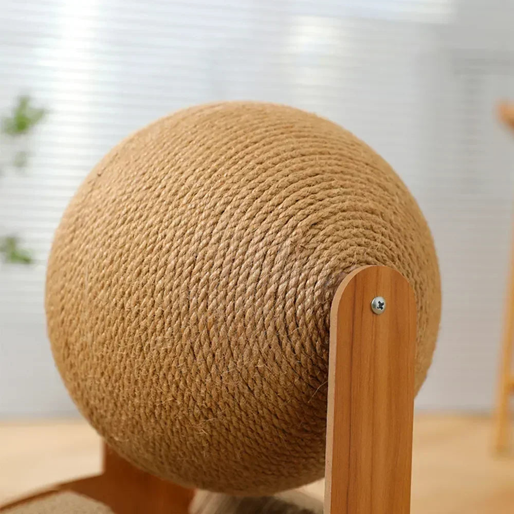 Cat Grinding Paw Toy 2In1 Cat Scratching Ball Wooden Cat Scratcher Sisal Scratch Board Wear-Resistant Solid Wood Scraper for Cat