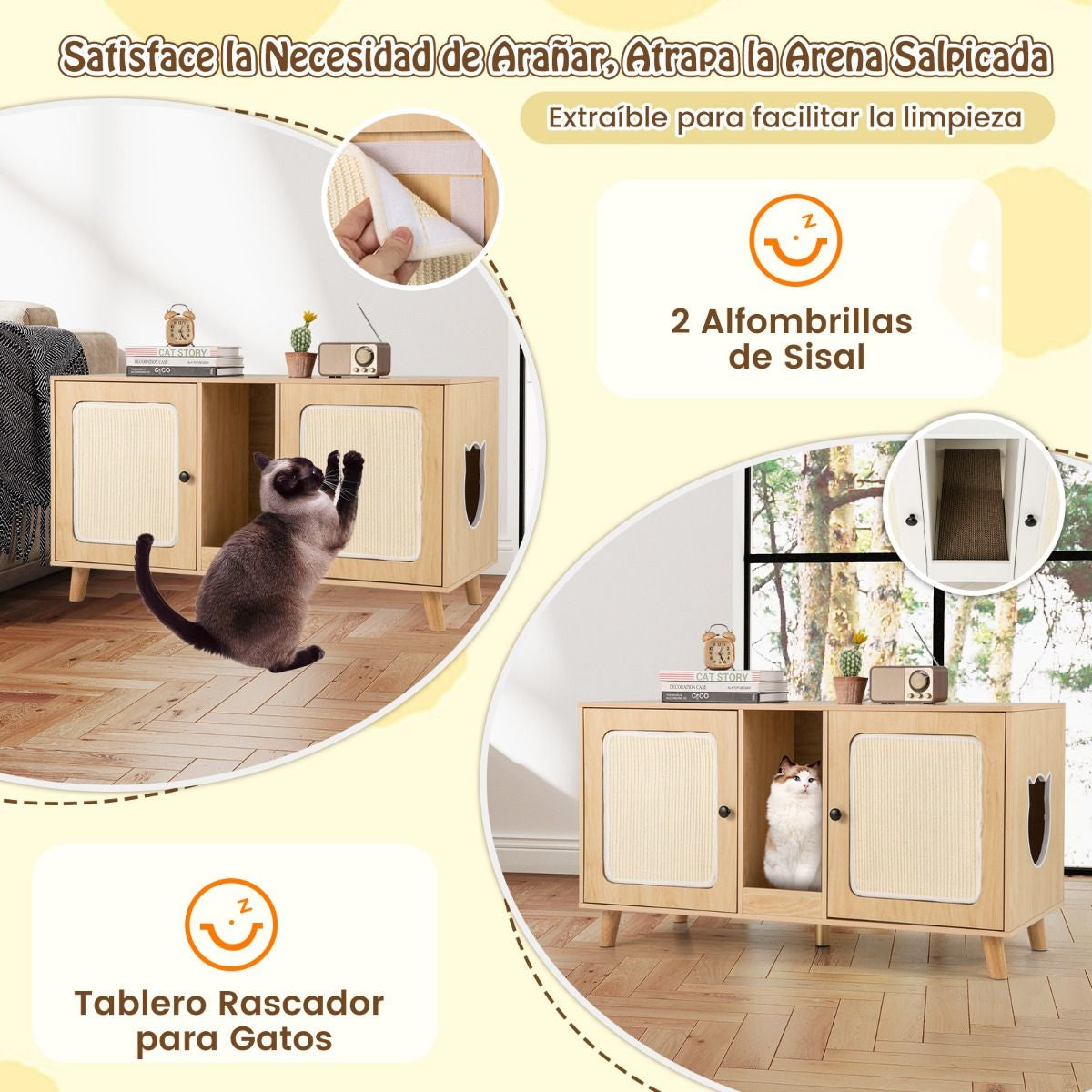 Gabinete Para Caja De Arena De Gatos Tabla De Rascar Casa De Gatos De Interior 108 X 50 X 60 Cm