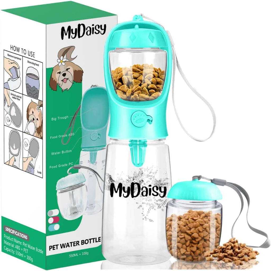 550Ml Bebedero Perro Portatil Apta Para Lavavajillas Con Comedero Perro Y Envase De Comida De 100G Botella Agua Perro Apto También Para Cachorros Y Gatos Viajar Perros Accesorios