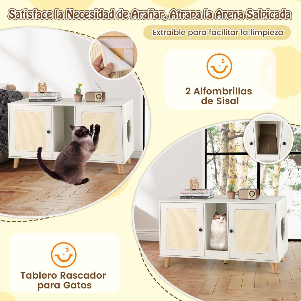 Gabinete Para Caja De Arena De Gatos Tabla De Rascar Casa De Gatos De Interior 108 X 50 X 60 Cm