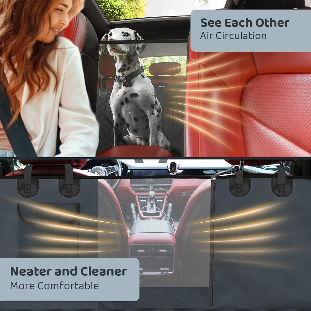 KYG Funda Perros Coche Cubierta De Asiento Para Mascota Impermeable Y Resistente Protector Coche Con Ventana De Malla Visible Y Cremallera Protector Completo Asiento Trasero Y Puertas