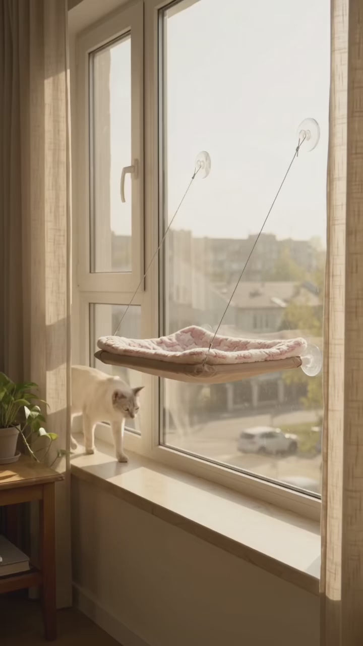 Hamaca Colgante de Ventana para Gatos | Cama Flotante y Asiento de Sol (Soporta hasta 20 kg)